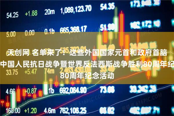 天创网 名单来了！这些外国国家元首和政府首脑将出席中国人民抗日战争暨世界反法西斯战争胜利80周年纪念活动